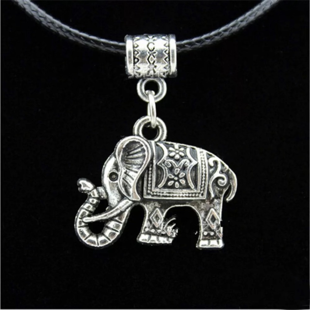Tibet Style Silver Elephant Pendant Necklace Set - Picture 3 of 4
